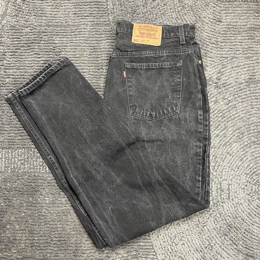 Vintage Levi's 521 Men's 34x32 Jeans USA Made Tapered Fit Tapered Leg Black